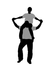 girl on boy's shoulders vector