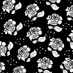 Papier Peint Lavable Fleurs noir et blanc Fond de fleur.