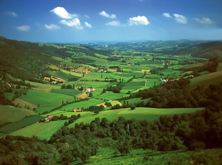 The pays basque countryside pyrenees atlantique aquitaine - obrazy, fototapety, plakaty