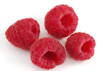 Raspberries isolated on white background