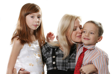 Happy young mum with the children