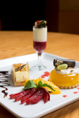 A platter of exotic desserts
