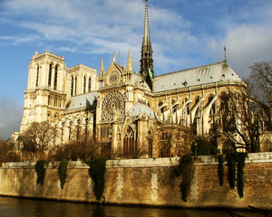 Fototapeta na wymiar Notre Dame de Paris, widok z wody - Paris