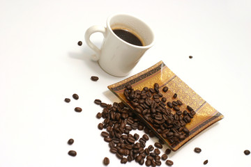  coffee cup with coffee beans