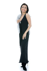 portrait of the brunette in the evening dress 