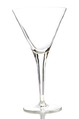 Cocktail size glass on white background