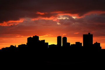 Fototapeta na wymiar Fort Worth skyline at sunset