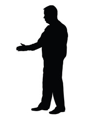 black silhouette of man isolated on the white background