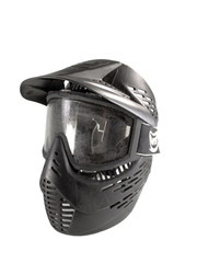 front of paintball mask on white background