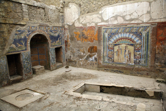 house court in ancient herculanum roman city in italy