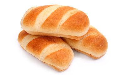 bread rolls on white background