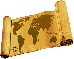 Pergament, Welt, Erde, Kompass