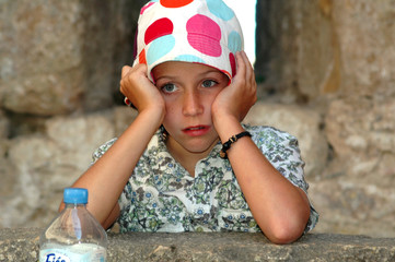 child looking bored