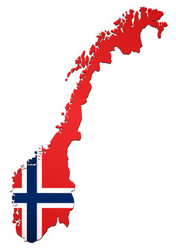 Carte de la Norvège (drapeau)