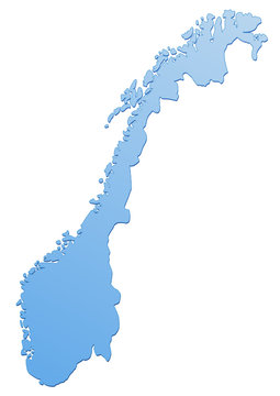 Carte de la Norvège bleu