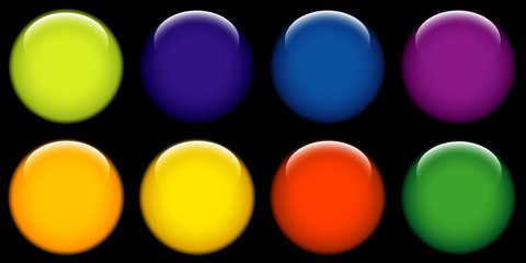 round web buttons with different shiny colors.
