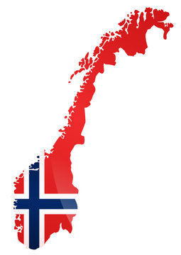 Carte de la Norvège (drapeau métal)
