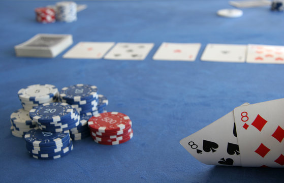 A pair of eights in a texas hold em poker game