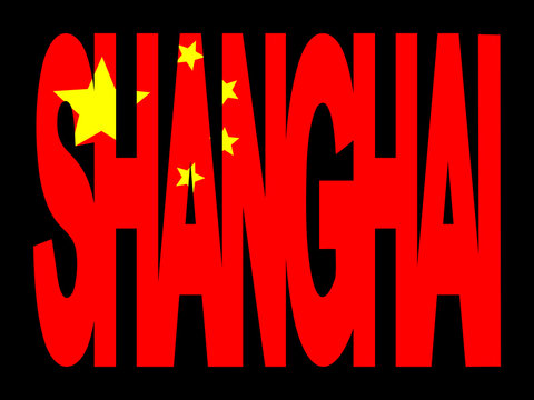 Shanghai with Chinese flag