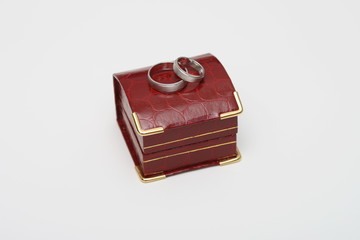 Silver White Gold Platinum Wedding RIngs on top box