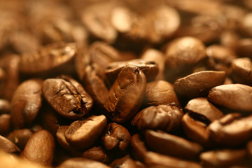 very hot big black coffee beans macro