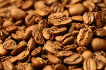 very hot big black coffee beans macro