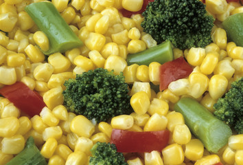 Healthy variety of vegetable pieces mixed together