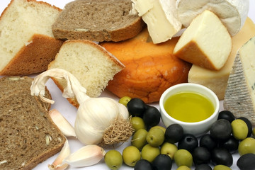 cheese, olives and bread
