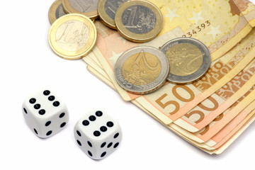 Two dices and euro money