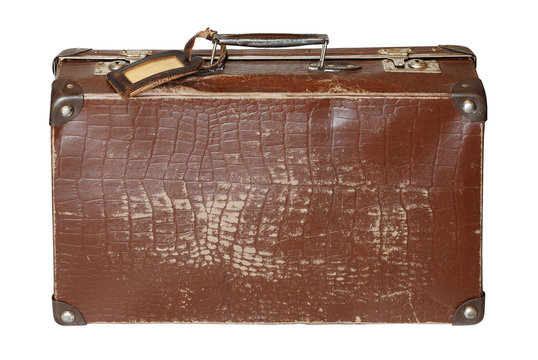 Old brown cardboard suitcase