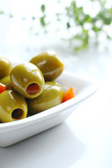 Green olives and leave