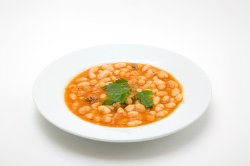 turkish traditional food haricot beans on white background