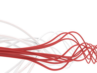 fibre-optical red and metal silvered cables