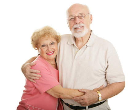 Attractive Senior Couple Wearing New Glasses. 