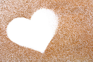 golden painted  paper with white heart shape