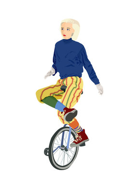 young girl riding unicycle