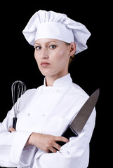 Female Chef Ready for the Dinner Rush