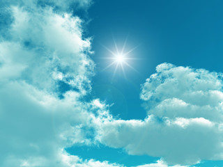 Blue sky with white clouds - digital artwork.