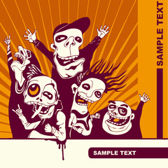 vector grunge background with fans , CD cover