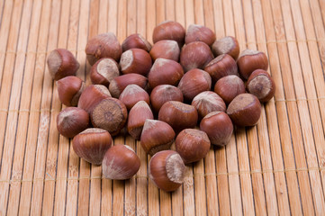 Hazelnuts on a rush mat