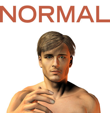 young man face expression - Normal  - 3d render image