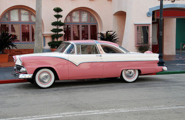Retro pink automobile