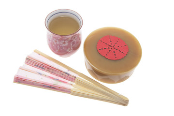 Teacup, Paper Fan and Chinese New Year Cake