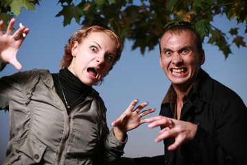 Scary looking couple portrait.