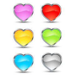 Lot de 6 coeurs colorés