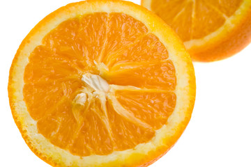 ripped juicy fresh orange, isolated on white
