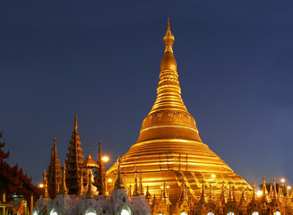 shwedagon temple at night, Myanmar