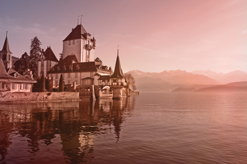 Morning castle on the lake