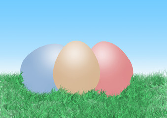 Uova colorate nel prato