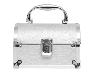 Small modern silver casket. Isolated on white.